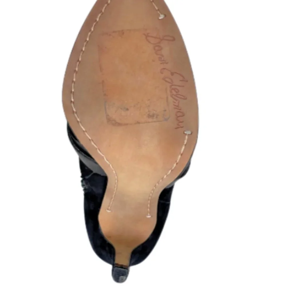 Sam Edelman Navy Suede Strappy Stiletto Ankle Booties Size 6.5